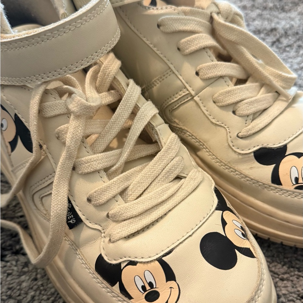 Zara Cream Mickey Mouse High-Top Sneakers